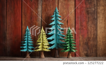 Christmas tree toys as decorations and gifts on an wooden background for new year celebrations, winter fairy tale Christmas tree toys as decorations and gifts on an wooden background for new year celebrations, winter fairy tale 125277222