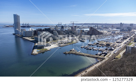 Aarhus oe with Lighthouse the marina and sailsport area Aarhus oe with Lighthouse the marina and sailsport area 125277329
