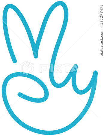 Hand gesture V sign for victory or peace line art. Vector icon for apps and websites. The index and ring fingers signal the number 2, illustration symbol two. Isolated on a white background.	 125277475