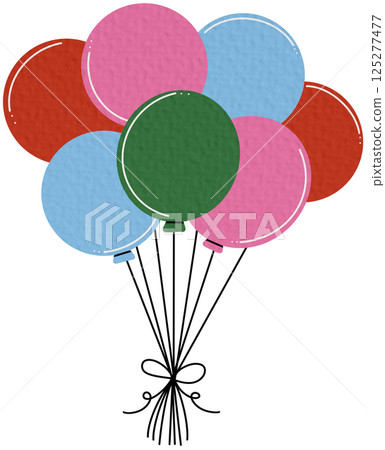 Colorful illustration material of bundled balloons Colorful illustration material of bundled balloons 125277477