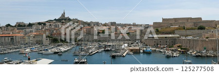 Marseille aerial panoramic view. Marseille is the second largest city of France. 125277508