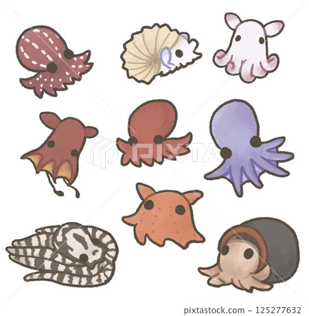 Set of various octopuses Set of various octopuses 125277632