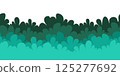 Decorative seamless border with spring green bush. Vector illustration with bright lush green. Whimsical scene for spring-themed textile prints 125277692