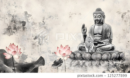 佛像的水彩插圖 佛像的水彩插圖 125277899