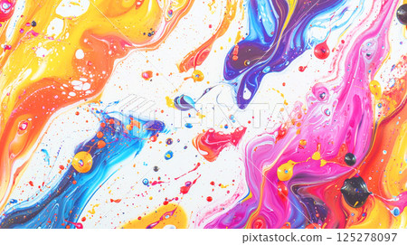 Colorful abstract art background with vibrant paint flowing Colorful abstract art background with vibrant paint flowing 125278097