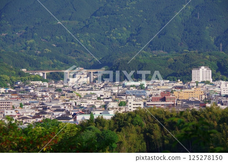 View of Kanebu-cho and Kamibun-cho from Shiroyama Park in Shikokuchuo City, Ehime Prefecture 125278150