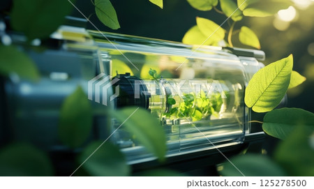 Sustainable technology in nature, green innovation and future energy concepts. Stream of fuel pouring 125278500