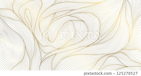 Vector line gold on white wave abstract pattern. Luxury premium leaves design, curve ocean elegant ornament. Flow water background. 125278527