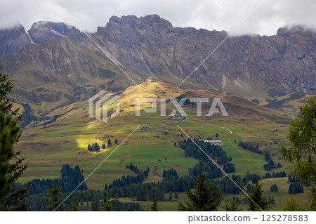 Dolomites Alpe di Siusi, Italy landscape 125278583