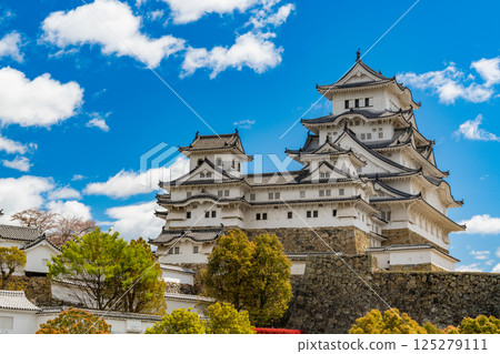 Himeji castle in the blue sky 125279111