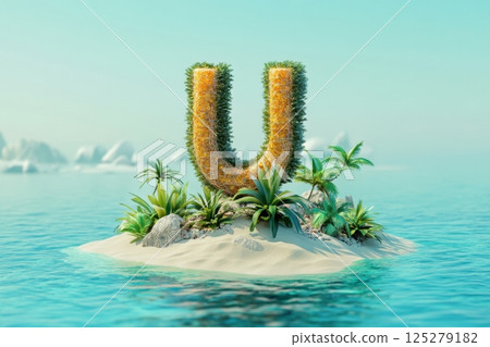 The image is a creative and artistic representation of the letter U 125279182