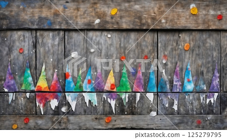 Christmas decorations and gifts on an wooden background for new year celebrations, winter fairy tale 125279795