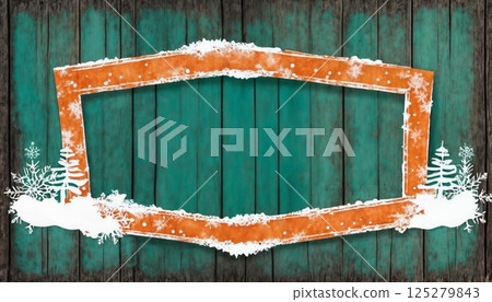 wooden background and frame for New year celebrations or Christmas decorations 125279843