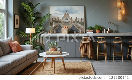 pillow on sofa 125280341