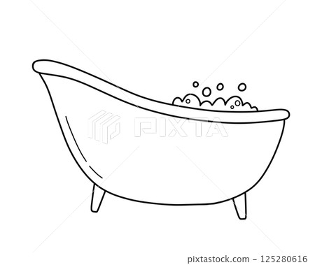 Bath hand drawn in doodle style. Vector line illustration. 125280616