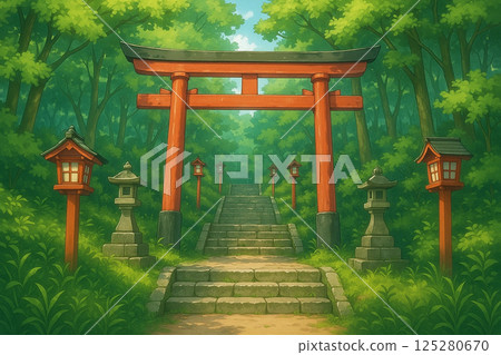 Shinto shrine and torii 125280670