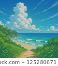 Sea and white sand path 125280671