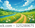 Hills where wildflowers bloom throughout the seasons 125280675
