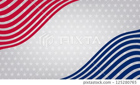 Wavy Red and Blue Stripes With Stars Forming a Patriotic Background for Celebrations or Events 125280765