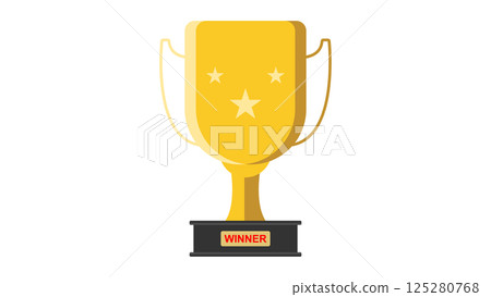 Gold Trophy Symbolizes Victory for First Place in a Competition or Event 125280768