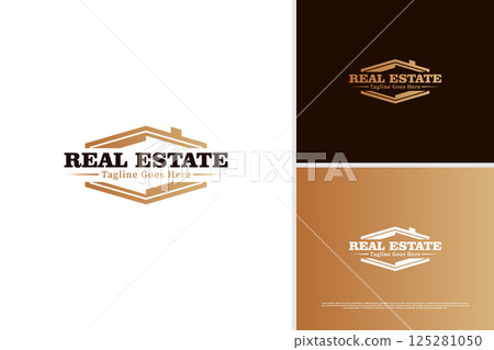 Elegant real estate badge logo vector design template 125281050