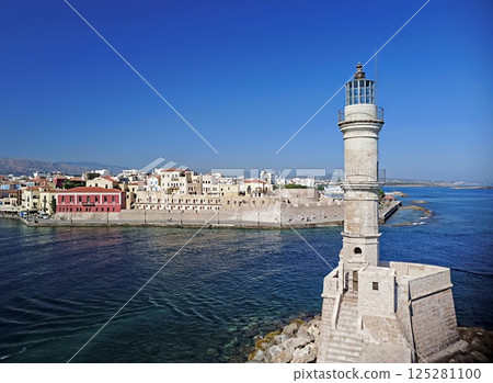 The venetian harbor of Chania, Greece 125281100