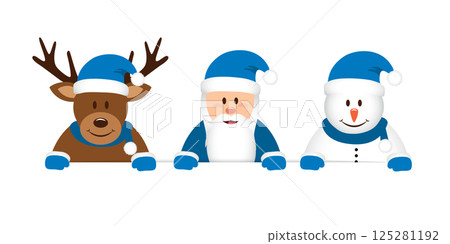 cute deer santa and snowman cartoon white banner vector illustration cute deer santa and snowman cartoon white banner vector illustration 125281192