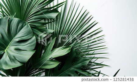 Top view of tropical palm leaves branch Top view of tropical palm leaves branch 125281438