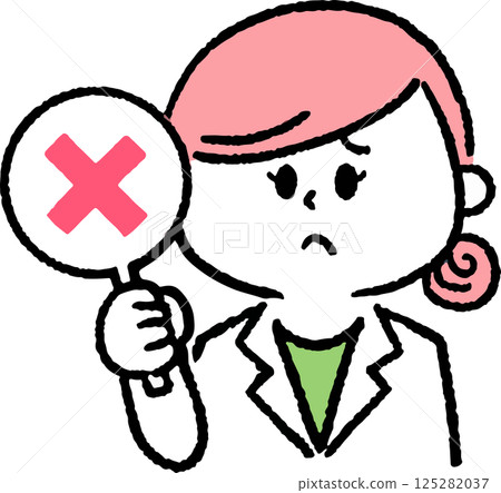 A woman in a white coat holding a cross A woman in a white coat holding a cross 125282037