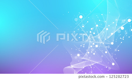 Digits abstract background with connected line and dots, wave flow. Digital neural networks. Network and connection background for your presentation. Graphic polygonal background, illustration Digits abstract background with connected line and dots, wave flow. Digital neural networks. Network and connection background for your presentation. Graphic polygonal background, illustration 125282723