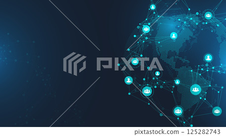 Global network connection banner design template. Header social network communication in the global business concept. Big data visualization. Internet technology 125282743
