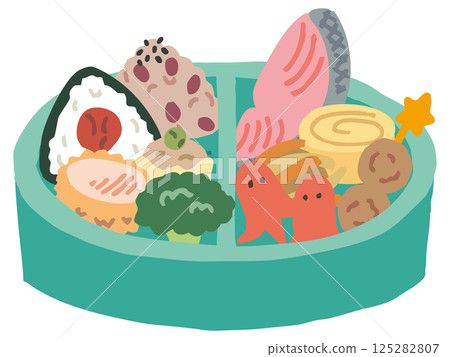 綠色便當盒和配菜（無筷子） 125282807