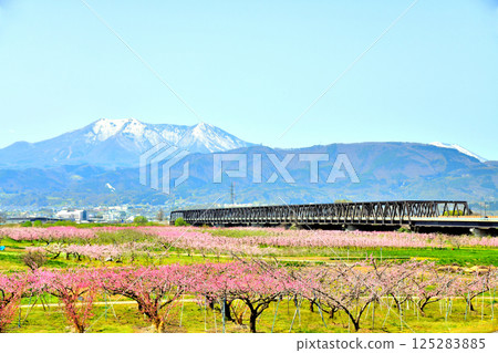 Murayama Bridge / View of Nagano city and Mt. Iizuna from near the Chikuma River (Nagano City, Nagano Prefecture) [2025.4] 125283885