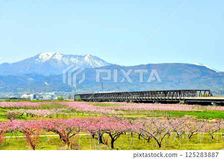 Murayama Bridge / View of Nagano city and Mt. Iizuna from near the Chikuma River (Nagano City, Nagano Prefecture) [2025.4] 125283887