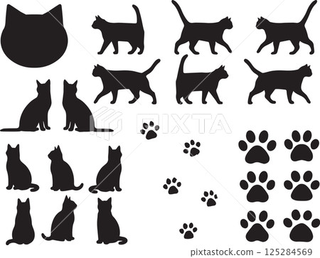 可愛的貓咪圖標 125284569