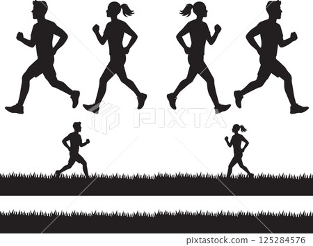 Running runner silhouette 125284576