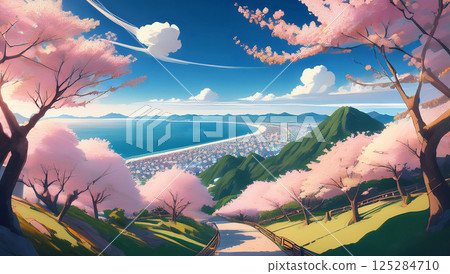 櫻花和海景 125284710