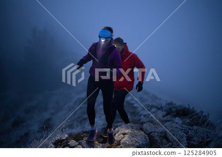 Night Trail Running in the Mountains Night Trail Running in the Mountains 125284905