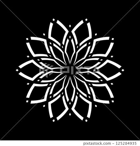 Abstract Flower Icon. Radial Floral Pattern. Decorative Design Element. 125284935