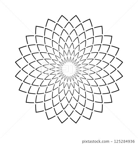 Radial Geometric Circle Pattern Mandala. Round Design Element. Radial Geometric Circle Pattern Mandala. Round Design Element. 125284936