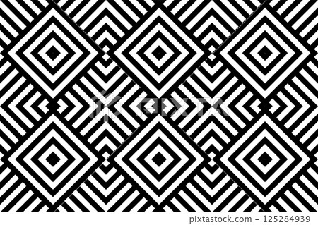 Seamless Geometric Checked Black and White Pattern. 125284939