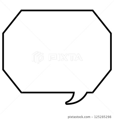 A simple black and white speech bubble, octagonal with corners, facing right 02 125285298