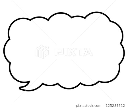 Simple black and white speech bubble, long and thin cloud-shaped, facing left 01 Simple black and white speech bubble, long and thin cloud-shaped, facing left 01 125285312