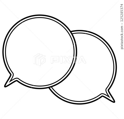 Simple black and white double line speech bubble, overlapping conversation, top left Simple black and white double line speech bubble, overlapping conversation, top left 125285374
