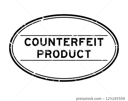 Grunge black counterfeit product word oval rubber seal stamp on white background Grunge black counterfeit product word oval rubber seal stamp on white background 125285509