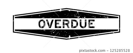 Grunge black overdue word hexagon rubber seal stamp on white background Grunge black overdue word hexagon rubber seal stamp on white background 125285528