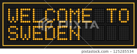 Orange color led banner in word welcome to sweden on black background 125285534