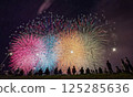 Fireworks blooming in the night sky 125285636