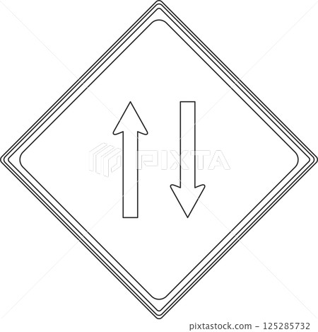 Line drawing illustration of a sign Two-way traffic Line drawing illustration of a sign Two-way traffic 125285732