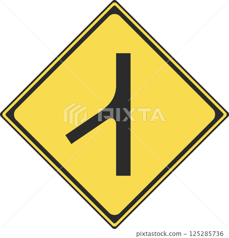 Color illustration of a sign - Merging traffic Color illustration of a sign - Merging traffic 125285736